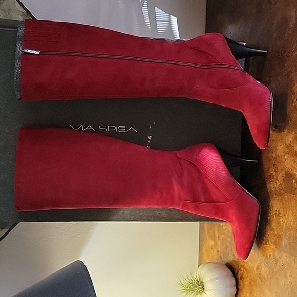 SUEDE VIA SPIGA SHANTI WINE BOOTS - Picture 7 of 13